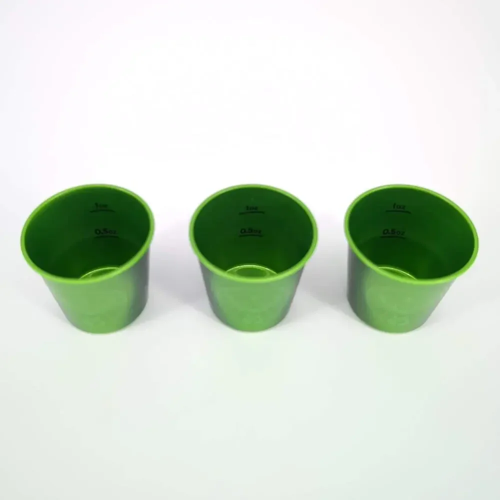 Three Green Jägermeister Color Changing Reusable Aluminum 1 oz Shot Glasses NWOT